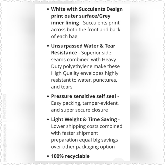 50 (10x13) Succulents Poly Mailers w/PostC… - Picture 3 of 5